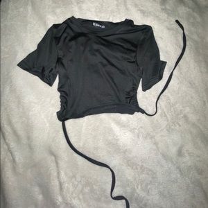 Short sleeve crop top open back